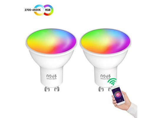 Smart sada LED žárovek GU10 4,5W RGB NOUS P8/2pack WiFi Tuya