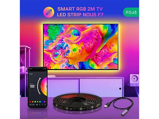 Smart LED pásek 5V 20LED/m IP44 5W RGB NOUS F7 5m Bluetooth Tuya