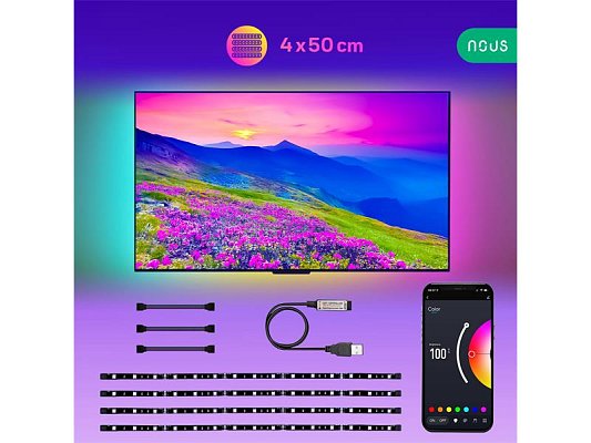 Smart LED pásek 5V 20LED/m IP44 5W RGB NOUS F7 5m Bluetooth Tuya