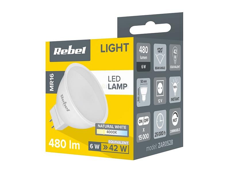 Žárovka LED MR16 6W REBEL bílá přírodní ZAR528
