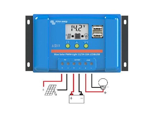 Solární regulátor PWM Victron Energy 5A LCD a USB 12V/24V