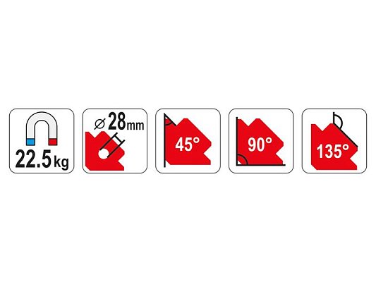 Magnetický úhelník ke svařování YATO YT-0864 s otvorem 22,5kg