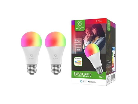 Smart sada LED žárovek E27 10W RGB WOOX R9074/2pack WiFi Tuya