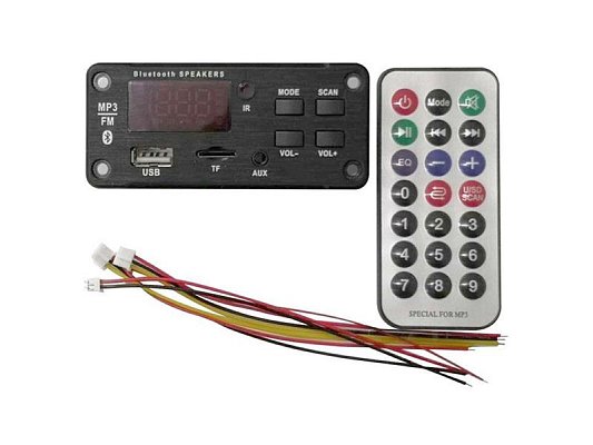 FM rádio, přehrávač MP3 s bluetooth 5.0, dálkové ovládání,napáj. 5-14V