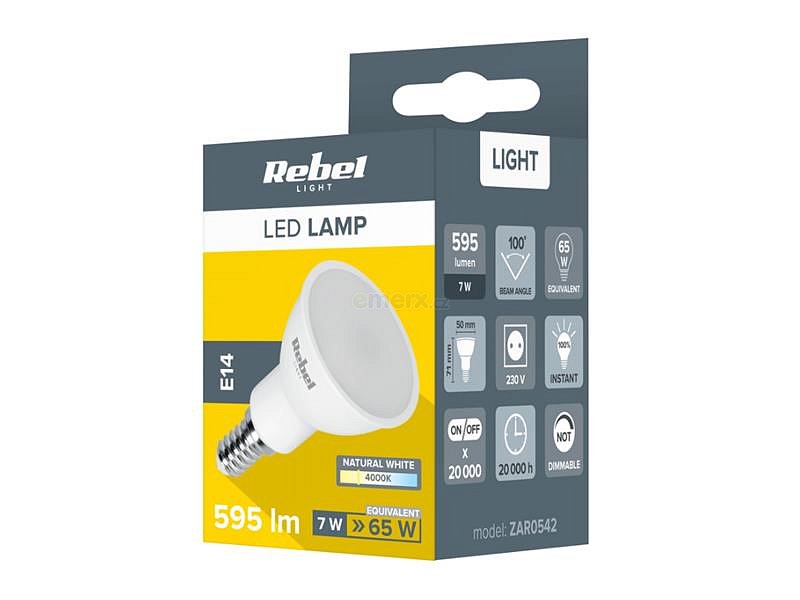 Žárovka LED E14 7W bílá přírodní REBEL ZAR0542