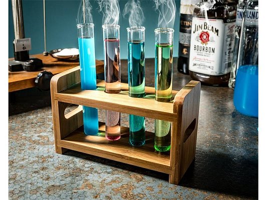 Sada zkumavek s dřevěným držákem GADGET MASTER Party Glass Tube Set 4ks
