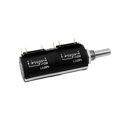 Potenciometr víceotáčkový, horizontální, 100R, lineární, stereo