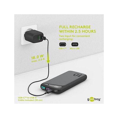 Powerbank 10.0 (10 000mAh) fastcharge se stavovým displejem