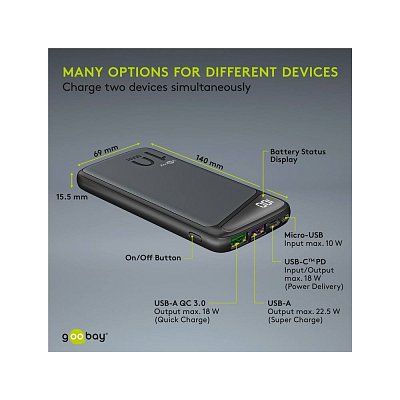 Powerbank 10.0 (10 000mAh) fastcharge se stavovým displejem