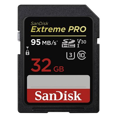 Paměťová karta SanDisk Extreme PRO 32 GB SDHC; 95 MB/s; UHS-I; Class 10; U3; V30