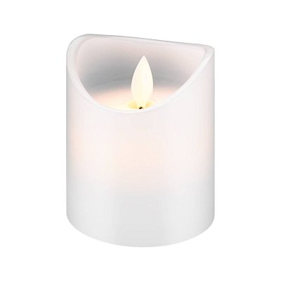 LED vosková svíčka s imitací plamene, 10cm x 7,5cm, bílá, časovač