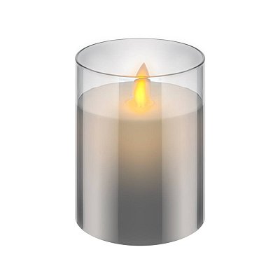 LED vosková svíčka s imitací plamene, 10cm x 7,5cm, bílá, časovač