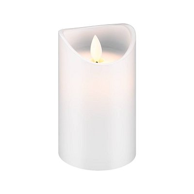 LED vosková svíčka s imitací plamene, 12,5cm x 7,5cm, bílá, časovač