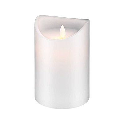 LED vosková svíčka s imitací plamene, 15cm x 7,5cm, bílá, časovač