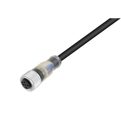 Průmyslový konektor M12, 5pin, LED indikace, 4A, IP67
