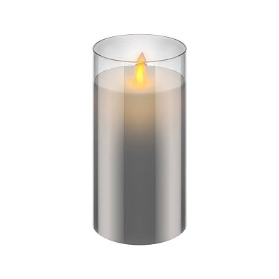 LED vosková svíčka s imitací plamene, 12,5cm x 7,5cm, bílá, časovač