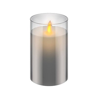 LED vosková svíčka s imitací plamene, 15cm x 7,5cm, bílá, časovač