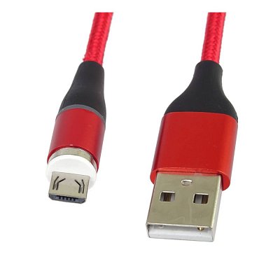 Kabel s magnetickými koncovami USB 3.1 konektor C vidlice/MicroUSB 2.0 vidlice - USB 3.0  A vidlice, červený, 1m