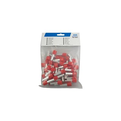 Kabelová dutinka; průřez 35mm2; délka 25mm; izolovaná; červená; sáček 50ks