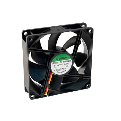 12V/190mA; 2,3W; 92x92x25mm; 3400 RPM; 37,5dB; kuličkové