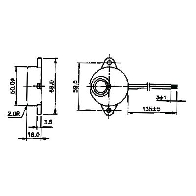 Sirénka, 12V, kolísavý tón, 100dB, 1.5-3.5kHz, drátové vývody, 68x18mm