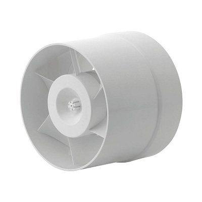 Ventilátor k instalaci do potrubí, určený pro odsávání vzduchu z místností, 230 VAC, 100m3/h, 39dB, 19W, průměr výstupního hrdla 100mm, bílý plast.