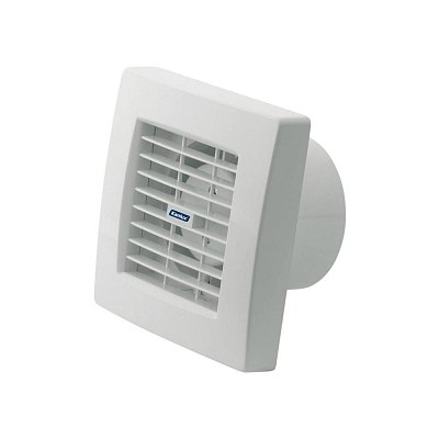 Ventilátor přírubový s automatickou žaluzií, určený pro odsávání vzduchu z místností, 230 VAC, 150m3/h, 41,8dB, 20W, průměr výstupního hrdla 120mm, bílý plast.