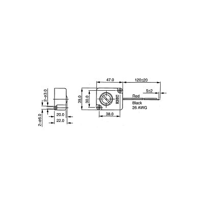 Sirénka, 12V, kolísavý tón, 102dB, 2-3,5kHz, drátové vývody, 39x47x23mm