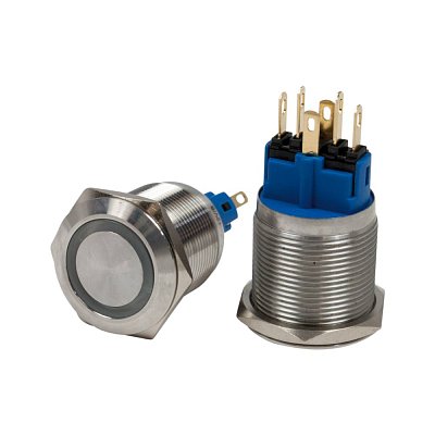 Antivandal spínač, podsvětlení modré, 2póly, OFF-ON/ON-OFF, 5A/250V