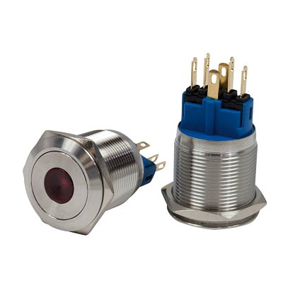Antivandal spínač, podsvětlení červené, 2póly, OFF-ON/ON-OFF, 5A/250V