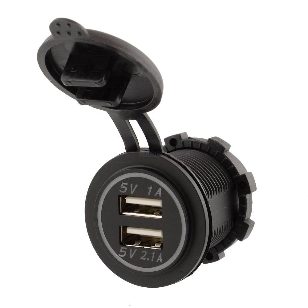 USB zásuvka do panelu s krytem a modrým podsvícením