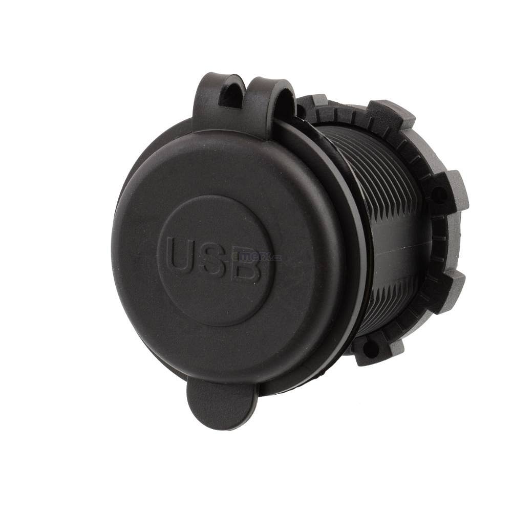 USB zásuvka do panelu s krytem a modrým podsvícením