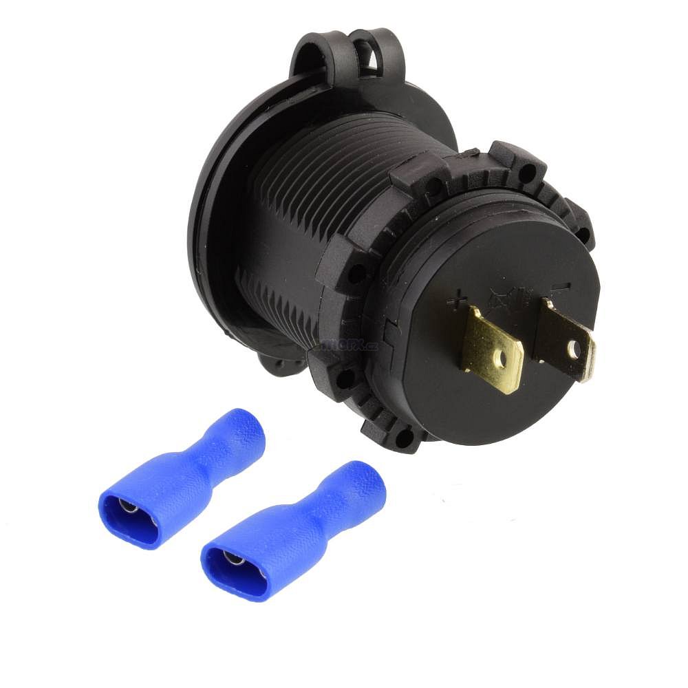USB zásuvka do panelu s krytem a modrým podsvícením