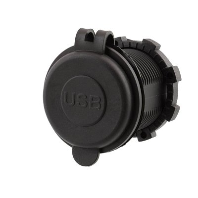 USB zásuvka do panelu s krytem a modrým podsvícením