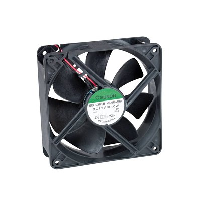12V/800mA; 10W; 120x120x38mm; 3100 RPM; 48dB; kuličkové