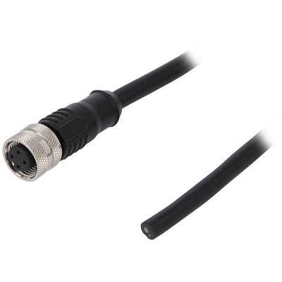 Průmyslový konektor 4pin, 250VAC, 4A, IP65,  M12 na kabelu 1m