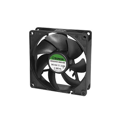 24V/100mA; 2,4W; 92x92x25mm; 3400 RPM; 37,5dB; kuličkové