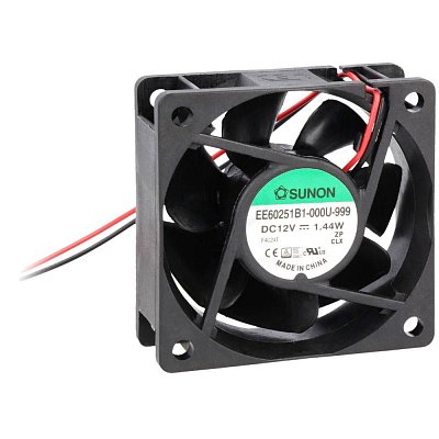 12V/120mA; 1,44W; 60x60x25mm; 4500 RPM; 34,5dB; kuličkové