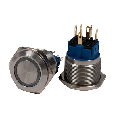 Antivandal spínač, podsvětlení červené, 2póly, OFF-(ON), 5A/250V