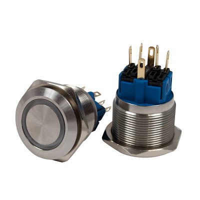 Antivandal spínač, podsvětlení zelené, 2póly, OFF-(ON), 5A/250V