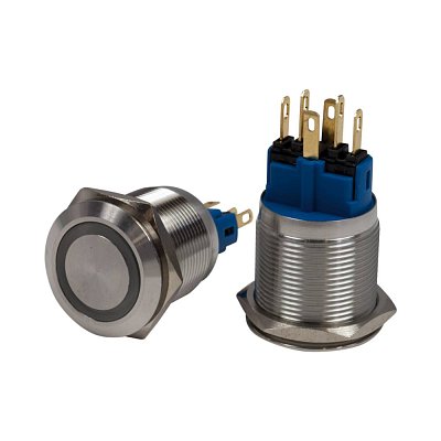 Antivandal spínač, podsvětlení zelené, 2póly, OFF-ON/ON-OFF, 5A/250V