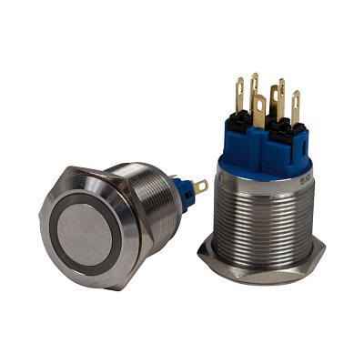 Antivandal spínač, podsvětlení zelené, 2póly, OFF-ON/ON-OFF, 5A/250V