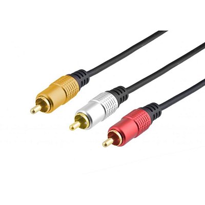 Propojovací kabel 3x CINCH vidlice na 3x CINCH vidlice, 3m, zlacený.