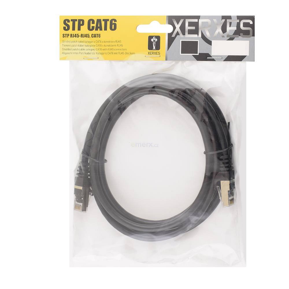 Patch kabel STP RJ45-RJ45, CAT6, 10m černý