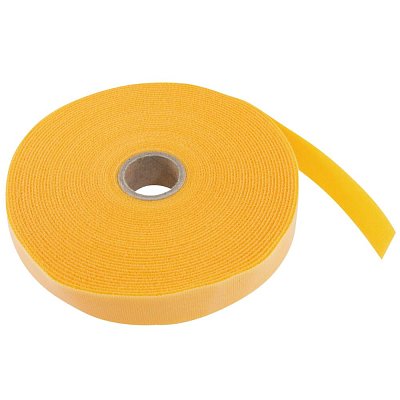 Stahovací pásek se suchým zipem 10mx20mm, PP/Nylon, žlutý