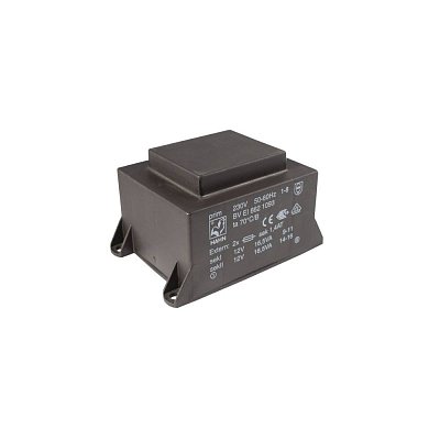 EI 66/23; 2x12V/1,375A; 33VA; 230V; 87,2x61x48,5mm; 4 úchyty