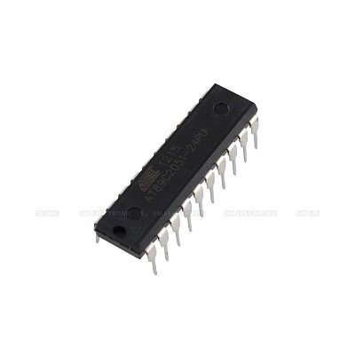 Mikrokontrolér 8051, flash: 2kB, SRAM: 128B, rozhraní: UART, THT