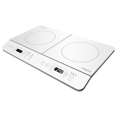 Indukční dvouplotýnkový vařič s příkonem 3500 W. Vigan IVB2Z nabízí velmi rychlý a rovnoměrný ohřev, automatickou detekci vhodného nádobí a dobře čitelný LED displej.