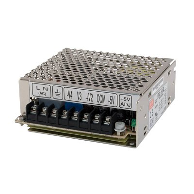 Spínaný zdroj pro vestavbu krytý 45,5W, 4 výstupy, 5V/5A DC, 12V/1A DC, -5V/0,5A DC, -12V/0,5A DC