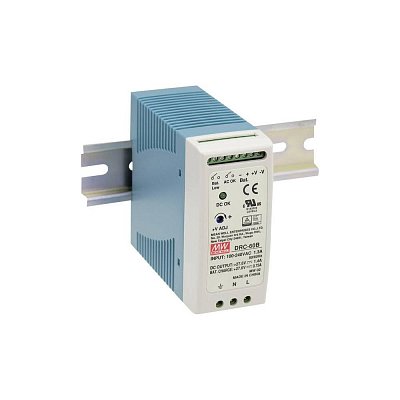 Spínaný zdroj na DIN lištu, funkce UPS, 40,02W, 27,6V/0,95A DC